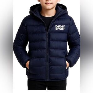 DKNY Boys Puffer Jacket- Midweight Insulated Wind Water Resistant Hooded Puffer
